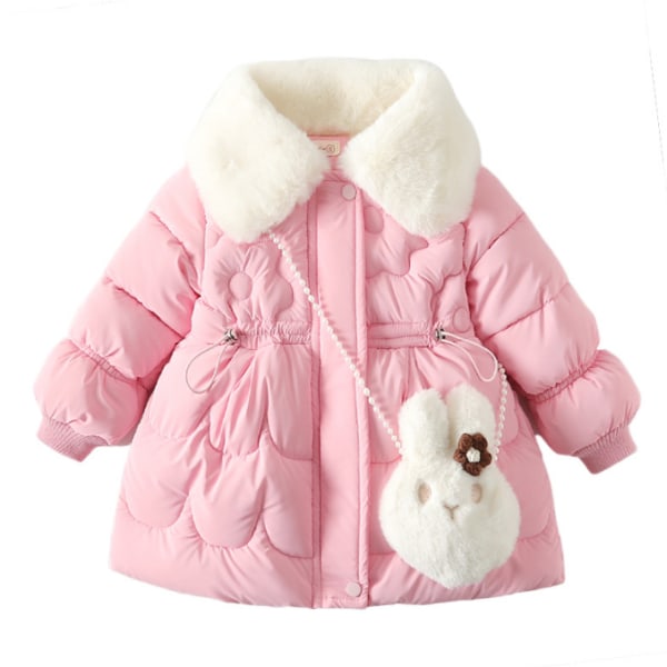 Flickor Vintervarm kanin Barn Toddler Kappa pink 90CM