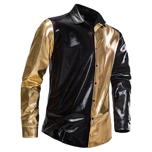 Herrarnas Långärmad Patchworkjacka med Pailletter Golden XL