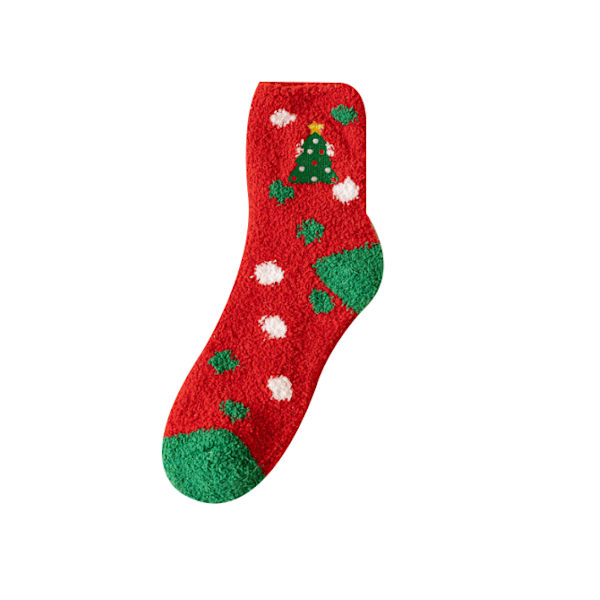 Fuzzy strumpor för kvinnor tonårsflickor jul fleece strumpor red green