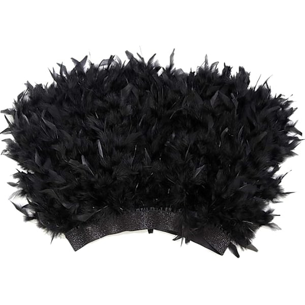 Dame Sexy Naturlig Fjærskjørt Mote Kort Mini A-linje Fjærbelagt Tutu Skjørt Black XL