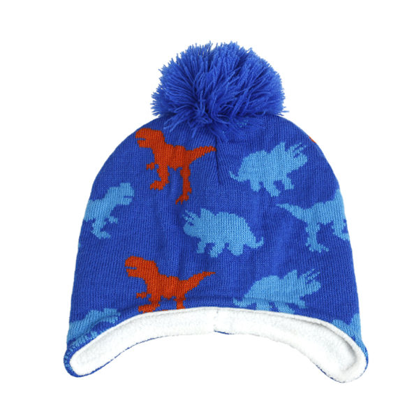 Lasten Beanie-pipo Pom-pom-koristeella, Neulehattu Lämmin Vuori Talvi-Kallopipo Blue 1-3 Years