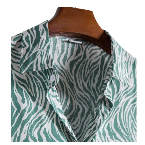 Kortärmad printed skjorta för män Casual skjorta light green M