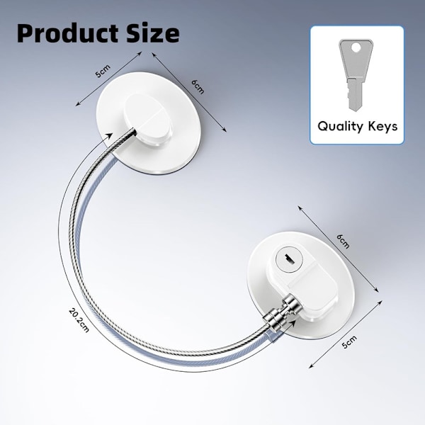 2-pack Kylskåpslås med Självhäftande Kuddar, Barnsäkert White