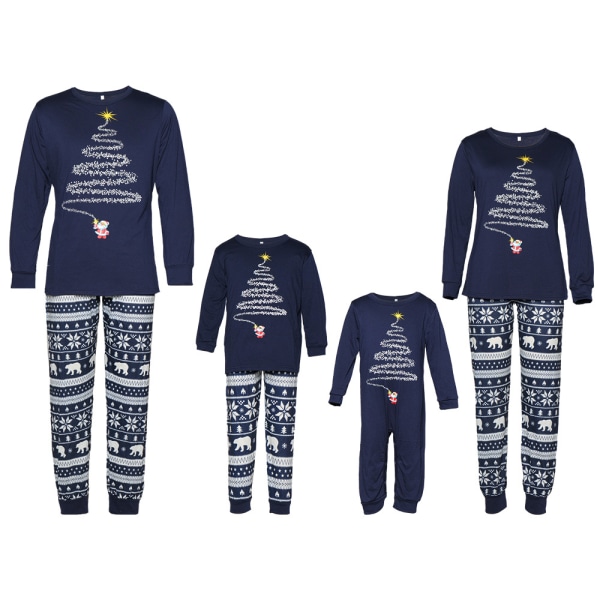 Julpyjamas för familjen, matchande familjejulpyjamas Blue Child 4T