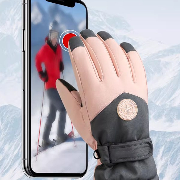 Skidhandskar för Män Kvinnor Vattentäta Snö Skidhandskar för Vinter Snowboard Grey-pink