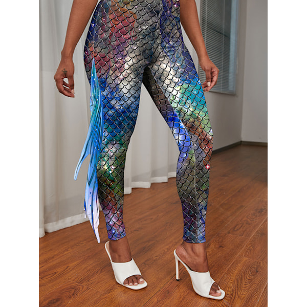 Sjöjungfru Leggings för Kvinnor Fiskfjäll Leggings Style 2 M