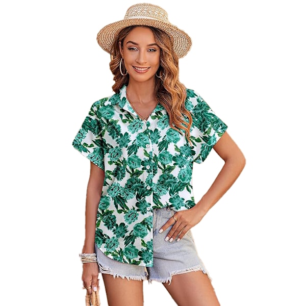 Kvinder Hawaii Skjorter, Kortærmet Green XL