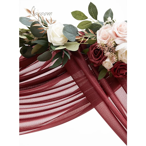 Bröllopsbåge Draperi Tyg 2 Paneler 20Ft Burgundy 75*300cm