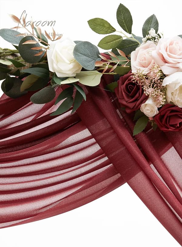 Bryllupsbue Drapere Stoff 2 Paneler 20Ft Burgundy 75*600cm