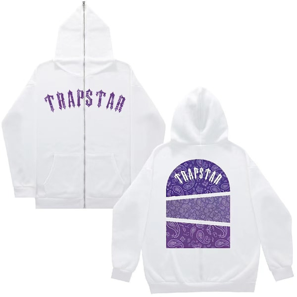 Hettegensere med grafisk trykk for kvinner og menn, Y2K-jakke, trendy estetisk genser White 2 M
