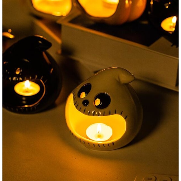Halloween Skelettljus Keramik Ornament White Ghost