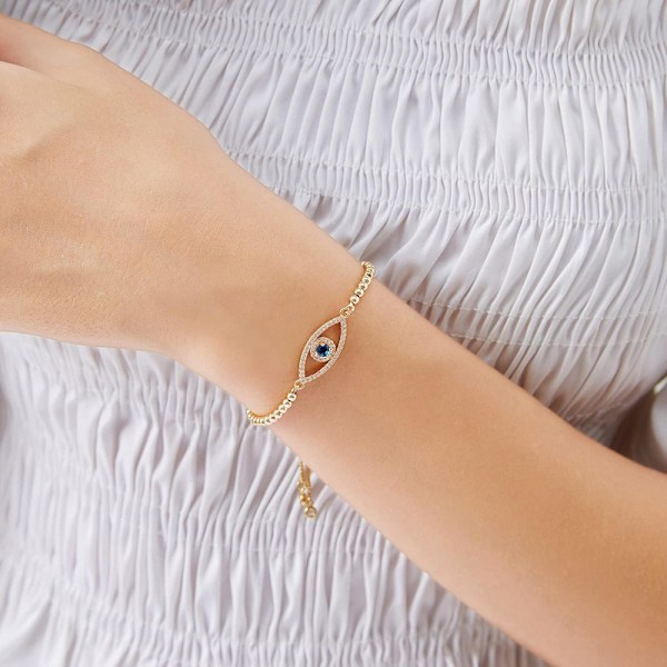 Guldband med ont öga, 18K guldpläterat justerbart ojo-armband Silver