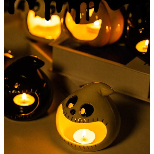 Halloween Spöklykta Ornament Keramisk Spök Ljusstake Witch