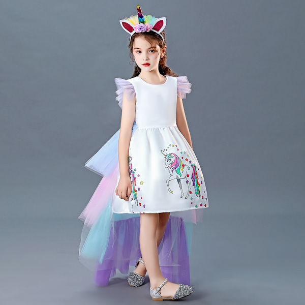 Tyttöjen Yksisarvinen Prinsessamekko Yksisarvinen Puku Tytöille B 140cm
