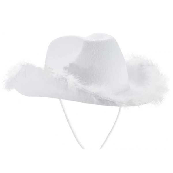 Cowgirl hattar, fjäderfilt västerländsk cowboyhatt White