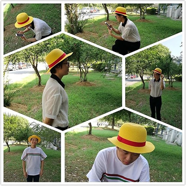 Luffy Stråhat Performance Animation Cosplay Tilbehør Hat Yellow 29cm