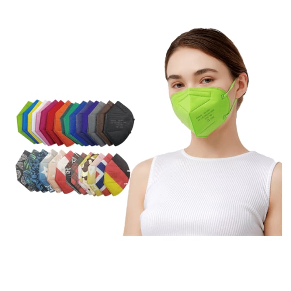 50 st FFP2 Ansiktsmasker Engångsmask för män och kvinnor green