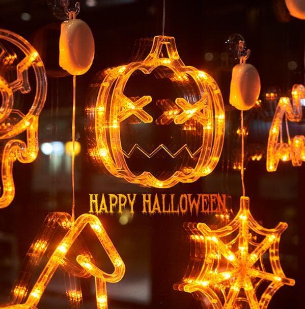 Fönster-Sugkopp LED-Ljus Halloween Dekoration Spider web