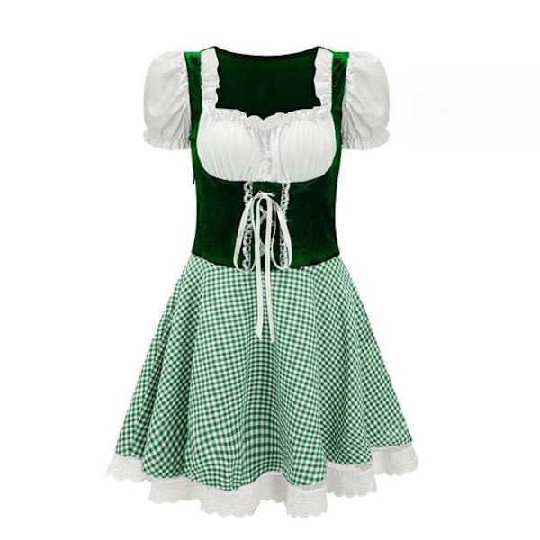 Damkläder Oktoberfest Snörning Rutiga Uniform Green M