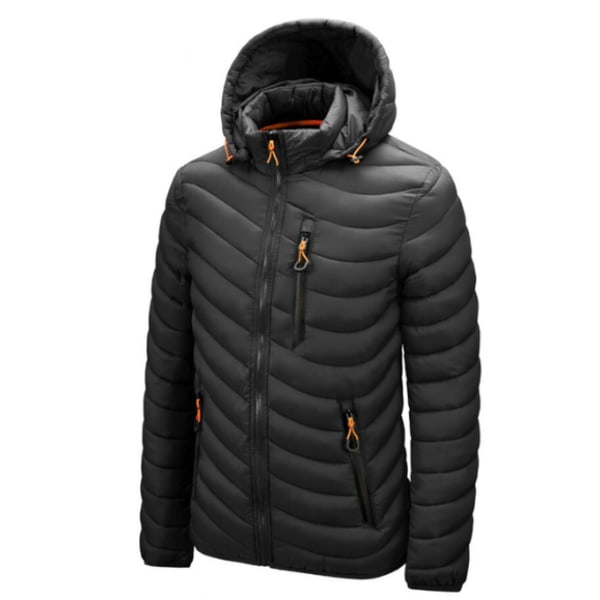 Män Hooded Casual Enkla lätta varma jackor black S