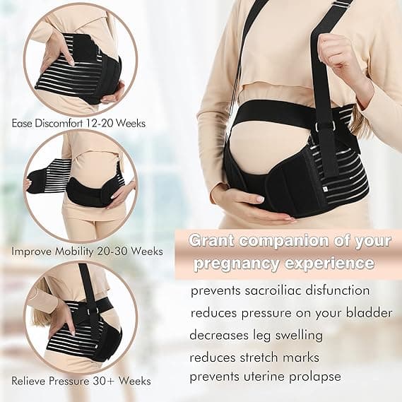 Magebelte for gravide, svangerskapsstøtte Black S