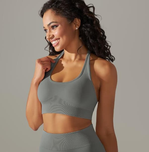 Solid Farvet Stræk Yoga Tøj Gray L