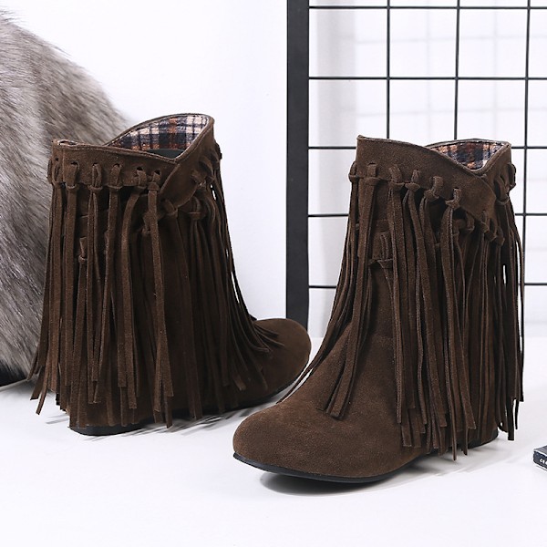 Naisten hapsu Cowboy Cowgirl -saappaat, terävä kärki, vedettävät, länsimaiset nilkkurit Dark Brown 42