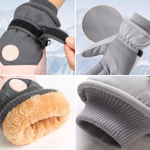 Skidhandskar för Män Kvinnor Vattentäta Snö Skidhandskar för Vinter Snowboard Grey-pink