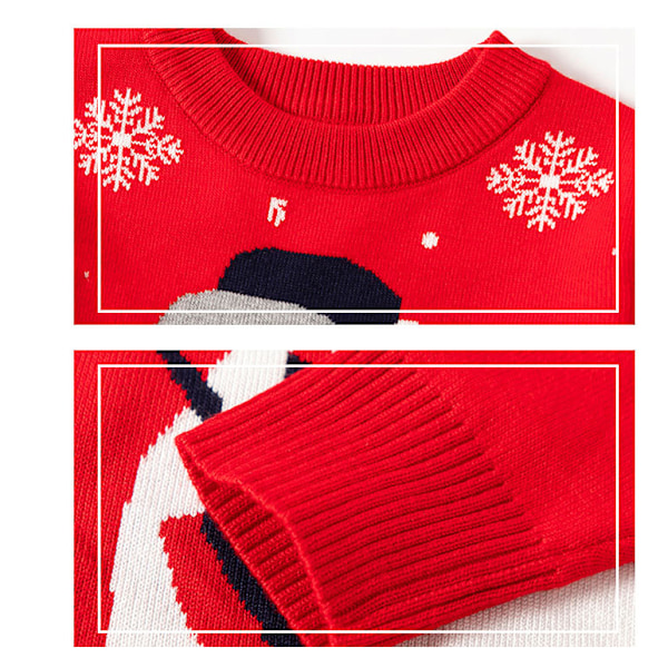 Kids Christmas Crew Neck Stickad Söt Pullover Red 100