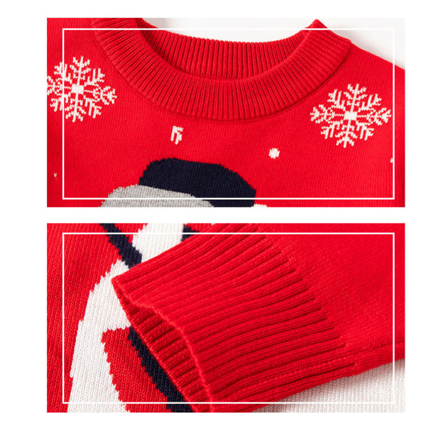 Kids Christmas Crew Neck Stickad Söt Pullover Red 110