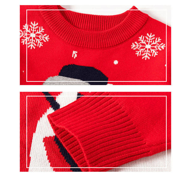 Kids Christmas Crew Neck Stickad Söt Pullover Red 140
