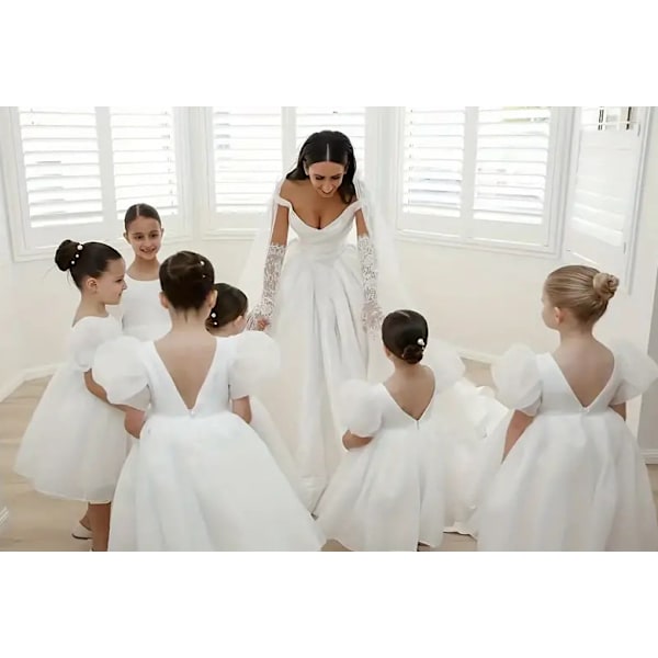 Flickor Puffärm Tyll Tutu Snurrig Babydoll Utsvängd Balklänning Prinsessklänning White 120cm