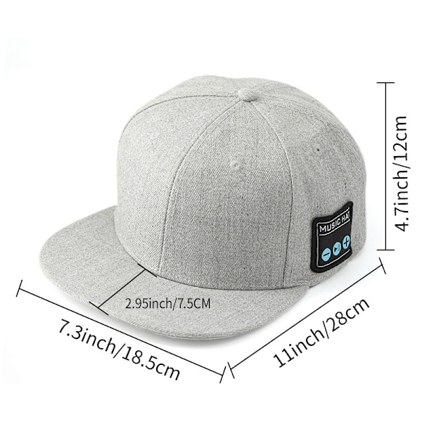 Hatt med Bluetooth-høyttaler Justerbar Musikkhatt Bluetooth-lue Dark  Grey