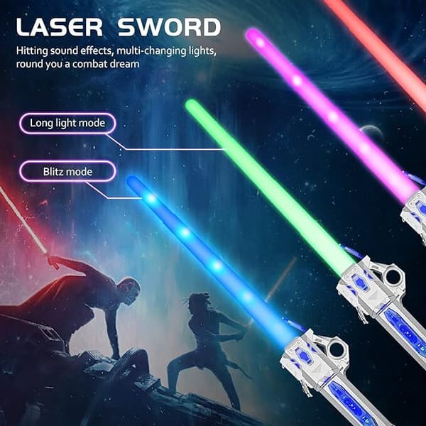 LED Farveændrende Star Wars Teleskopiske Lysværd Legetøj Silver
