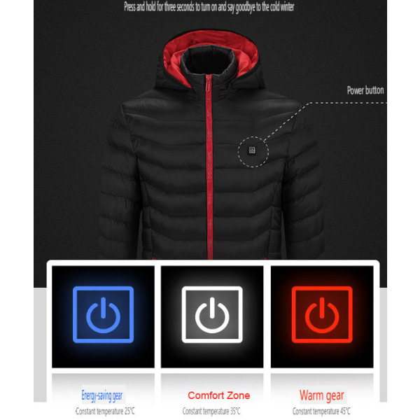 Miesten lämmitettävä takki akulla, tuulenpitävä sähköinen eristetty takki S