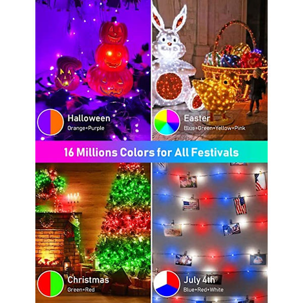 Bluetooth Ljussträng Mobiltelefon App Koppartråd Ljussträng Remote RGB Bluetooth 15M