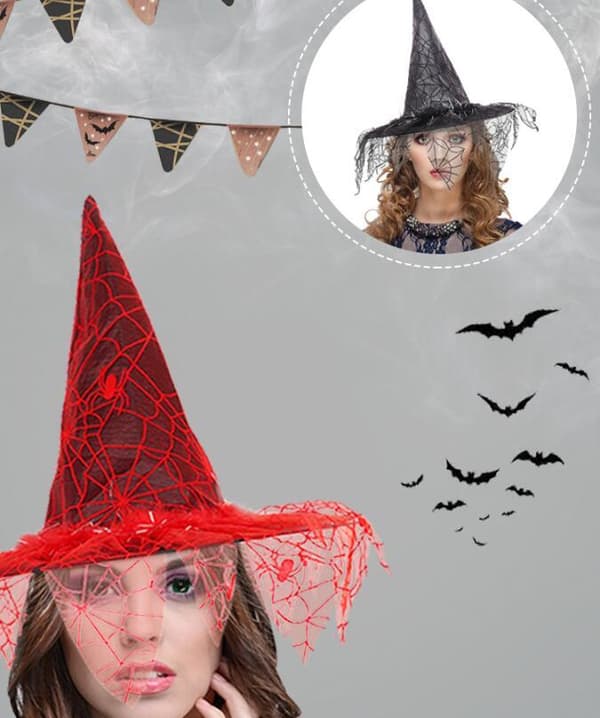 Halloween-hekshatt i netting Red