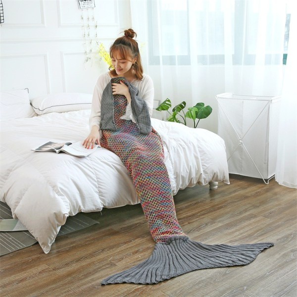 Mermaid Tail Förtjockad Faux Cashmere filt för vintern Grey 180*90cm