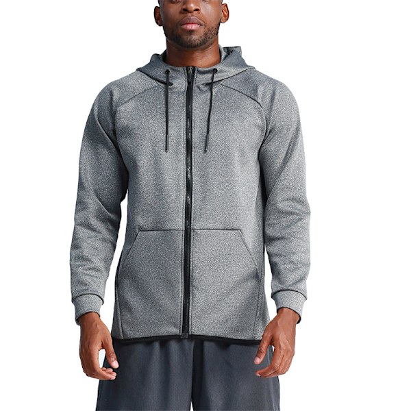 Lättvikts Hoodie med Full Zip för Män - Solskydd för Utomhus Dark Grey M