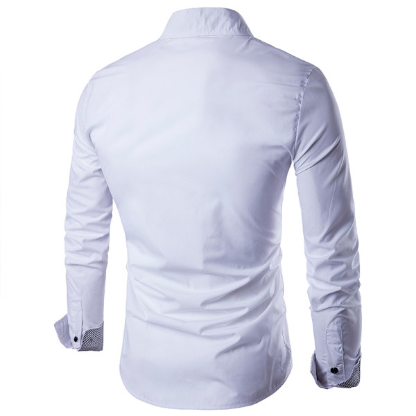 Menn's Trykte Knapp-Ned Skjorte Lang Erme Casual Skjorter white M