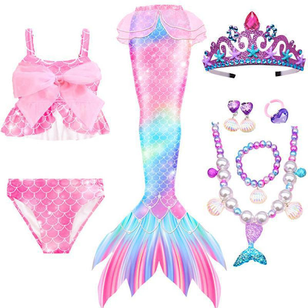 8 stk Jente Badetøy Prinsesse Kostyme Bikini Sett Q2 110cm