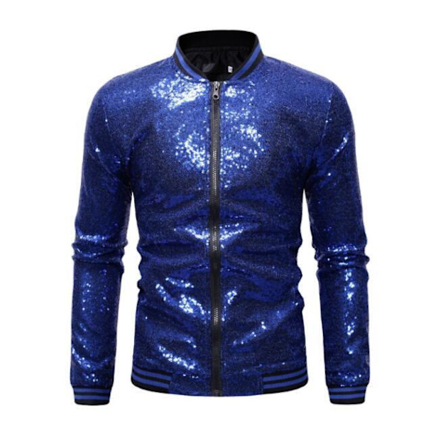 Långärmad jacka med paljetter för män för män blue L