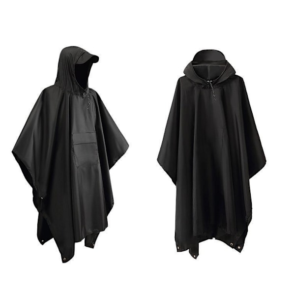 Vuxen utomhus tre-i-ett PU-belagd regnkappa black