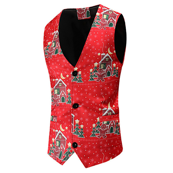 Herr 3d-utskrift julstil kostym Business Casual 3-delat M