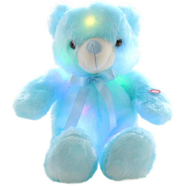 Kreativ LED-lysende Inductiv Teddybjørn Plyslegetøj blue 30cm