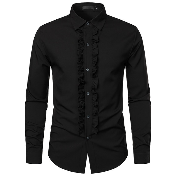 Franska manschettskjortor för män Black 2XL