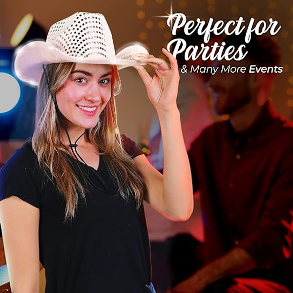 Sequin LED Lysende Cowboyhat til Kvinder Grey