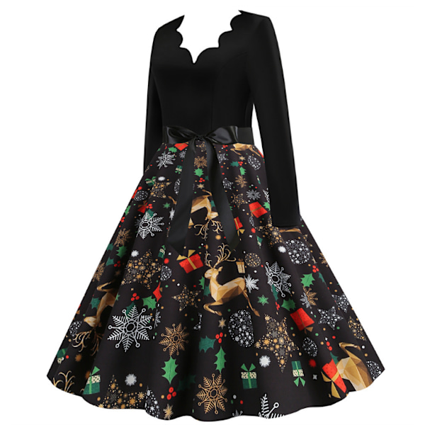 Print Jul Casual Slim Klänning black M