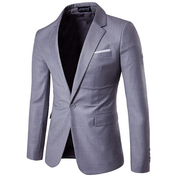 Lätt kavaj för män med en knapp, slim fit kappa gray M