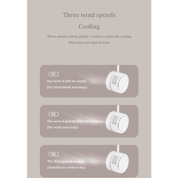 Bærbar halsbåndsventilator, foldbar genopladelig mini-halsbåndsventilator apricot